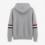 Grey Sleeve Stripe Knit Hoodie