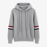 Grey Sleeve Stripe Knit Hoodie