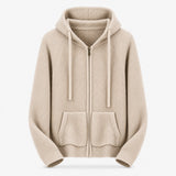 Oatmeal Beige Zip Knit Hoodie