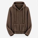 Mocha Brown Zip Knit Hoodie