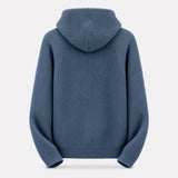 Dusty Blue Zip Knit Hoodie