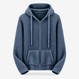 Dusty Blue Zip Knit Hoodie