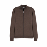 Brun stickad cardigan med dragkedja
